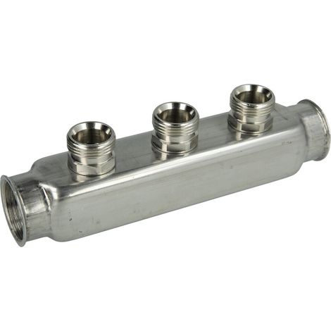Collecteur chauffage inox pour radiateur, 3 circuits, femelle 1'' (26/34) - mâle 3/4'' EK (20/27) - Itap