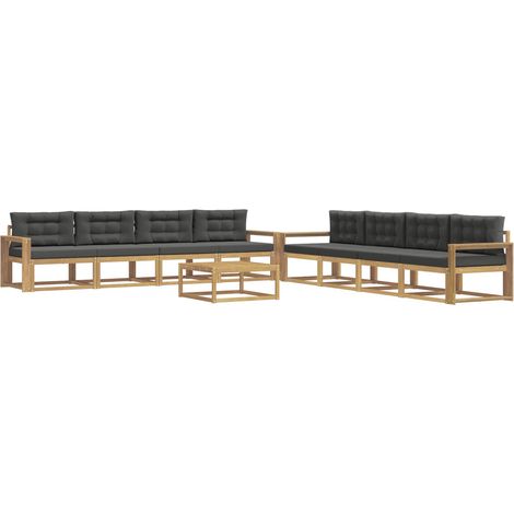 Conjunto de sofás de exterior 9 uds. Blanco y Antracita vidaXL (1/5)