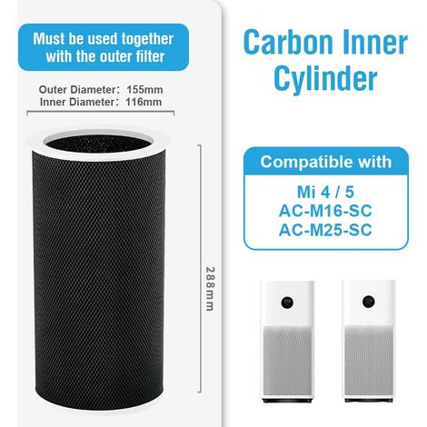 Filtre HEPA de rechange (cartouche de charbon actif interne - CN) compatible avec le purificateur d'air Mi 4. Filtre à charbon actif M16R-FLP-GL (BHR5120GL) compatible avec le purificateur d'air Mi 4. (1/4)
