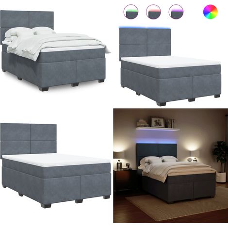 vidaXL Boxspringbett mit Matratze Dunkelgrau 140x200 cm Samt (1/5)