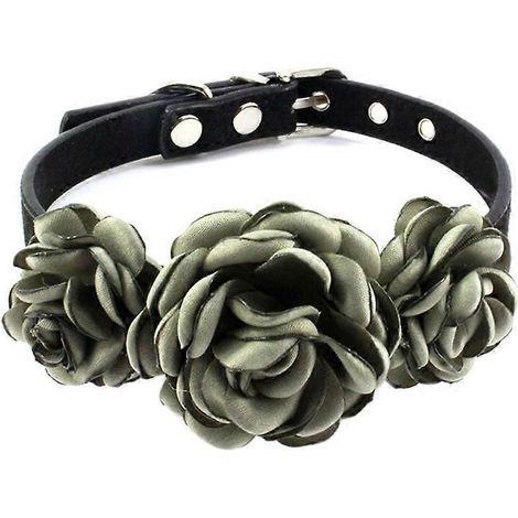 Hunde- und Katzenhalsband, rosa Blumendekor, olivgrünes Haustierhalsband, elegantes Blumenmuster, verstellbares und bequemes Accessoire für Kleintiere.