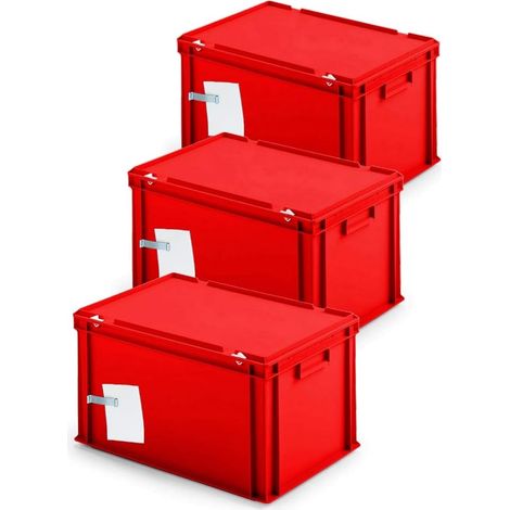 BRB Lot de 3 boîtes d'archivage pour 7 classeurs (A4, dos large), avec pince à papier en acier inoxydable, anti-poussière, rouge