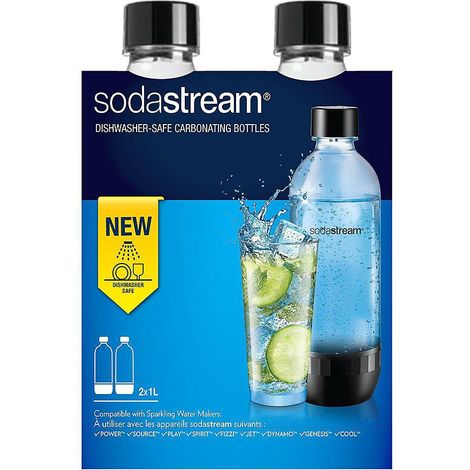 Pack 2 bottiglie sodastream 1 litro universali lavabili in lavastoviglie