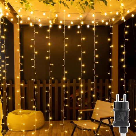 1 Guirlande Rideau Lumineux 3m x 2m, 8 Modes Étanche IP44, LED Blanc Chaud pour Noël, Mariage, Fête (1/5)