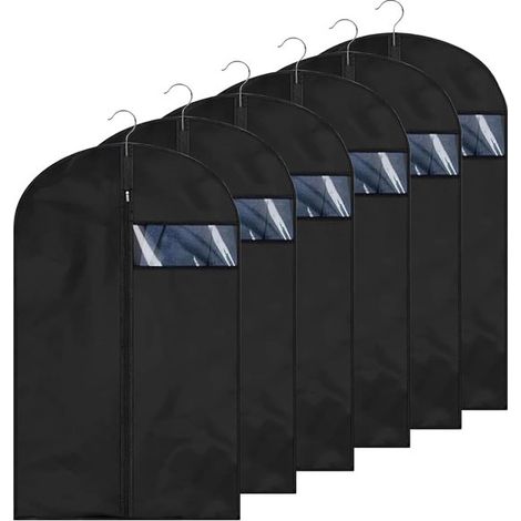 Confezione da 5 copriabiti antipolvere, sacchetti trasparenti per appendere i vestiti (60x100 cm, neri) (1/5)
