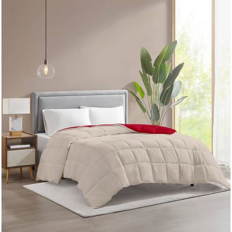 Piumino invernale caldo piumone 3 misure double face microfibra anallergico  Bordeaux/Panna - 2 Piazze (1/4)