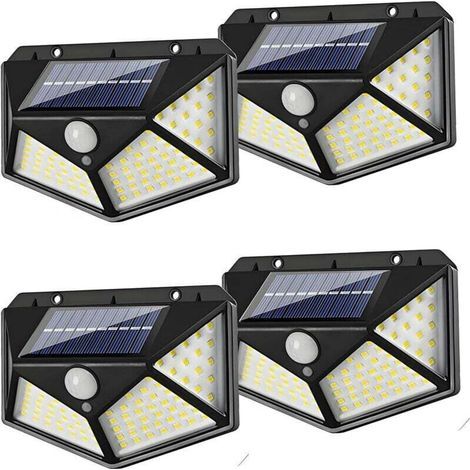 Set mit 4 Solar-Außenleuchten mit Bewegungsmelder, 114 LEDs, 700 lm, 270° Weitwinkel, 1200 mAh Akku, 5 m Erfassungsbereich, IP65 wasserdicht, 3 Modi, Wandleuchte (1/5)