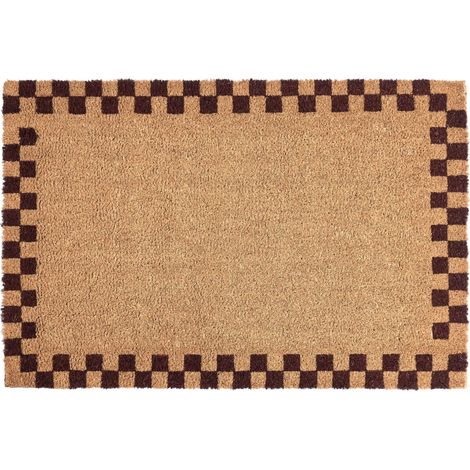 Doormat Beige/Red Coir with Anti-Slip Bottom 60 x 90 cm Anti Slip Decoration Solid Pattern Welcome Mat SAGADA (1/5)