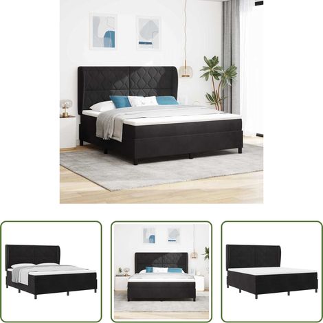 Matratze - Boxspringbett mit Matratze Schwarz 200 x 180 cm Samt (1/5)