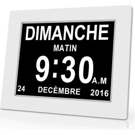 Horloge calendrier numérique One Piece 7 pouces avec date et heure, horloge Alzheimer pour parents, rappel de médicaments pour grands-parents et enfants - Blanc - 20414324mm (1/5)