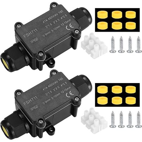 Waterproof Junction Box, Outdoor Waterproof Junction Box, Cable Connector 2 Way Connections (1/5)