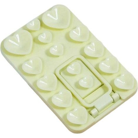Support de téléphone à ventouse en silicone, mode paysage et portrait, fixation sécurisée sur bureau, support stable, jaune (1/5)