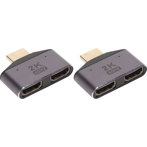 Adaptateur HDMI 1 vers 2 Mâle à Double Femelle 2K 60Hz, Diviseur Vidéo avec Voyant Lumineux, Lot de 2 Pièces (1/5)