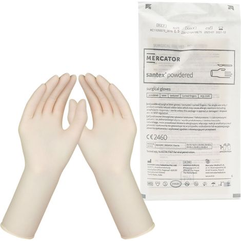 Mercator Santex gepuderte sterile Latex-OP-Handschuhe, Größe 6,5, 1 Paar (1/5)