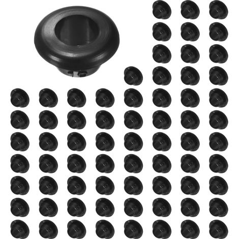 70-Pack Passe-Câbles En Caoutchouc Pour Garde-Corps, Trou De Percage 10mm ID 8mm Bague Œillet Joint Pour Câblage, Câble, Poteau Garde-Corps Métallique, Passe-Câble Voiture [Noir] (1/5)