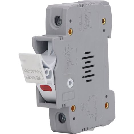 Porte-fusible miniature DC LTPV-30D 32A 1000V, 1 pôle avec indicateur de fusion, fusible solaire 20A 10x38mm, montage sur rail DIN, gris avec témoin (1/5)