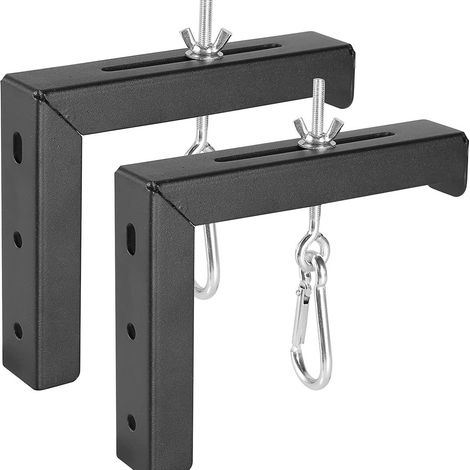 Lot de 2 supports de montage universels noirs en forme de L pour projecteur avec fente coulissante et crochet de suspension, montage mural et au plafond pour mini projecteurs domestiques et accessoire (1/5)