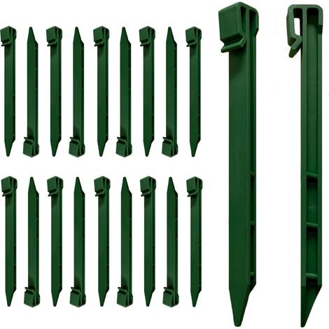 20er-Pack Kunststoff-Erdanker – 25 cm – Rasenkanten – Robuster Kunststoff – Grün – Geeignet für weiche Böden in Rasenflächen und Gärten
