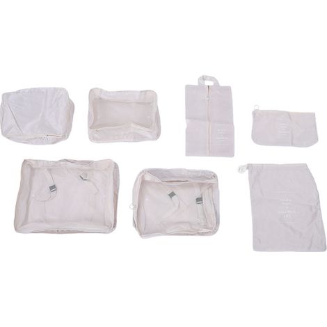 Lot de 7 cubes de rangement kaki, portables, légers, en maille respirante, pour ranger cosmétiques, sous-vêtements, vêtements, chaussures et articles de première nécessité. (1/5)