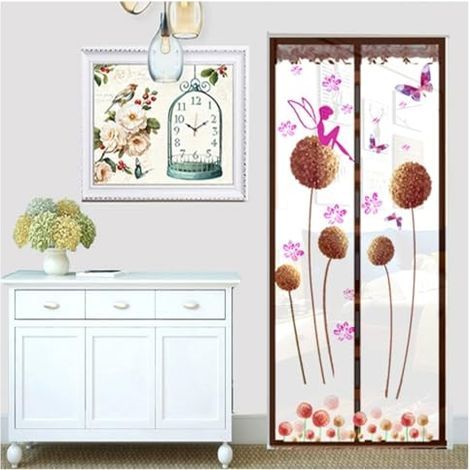 Moustiquaire magnétique pour porte de balcon - Rideau anti-mouches - Haute densité - Avec solide 31 - Café - 90 x 210 cm (1/4)