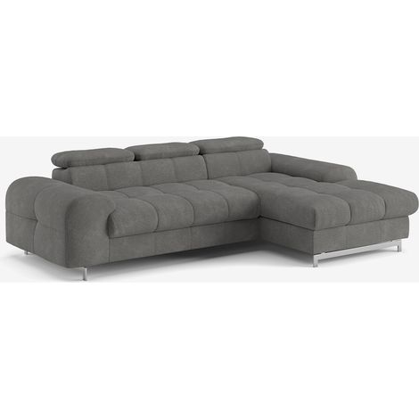 Ecksofa 3-Sitzer mit rechter Ottomane, verstellbare Kopfstütze Zafra - Anthrazit (1/5)