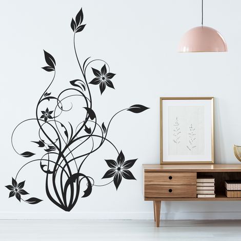 Sticker Mural - Fleurs - 57x80 cm - Noir (1/3)