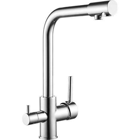 Robinet Cuisine 3 Voies - Pivotant 360° - Sortie Eau Filtrée Intégrée - Pour Évier Standard - 1 Pièce