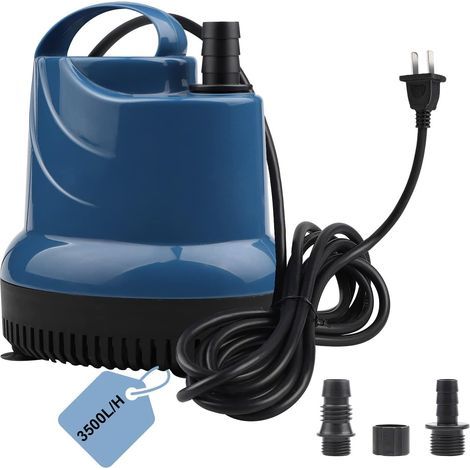 Mini Pompe À Eau Pompe Submersible 3500L/H 80W Pompe Vide Cave 230V Hauteur de Refoulement 3,3M Câble 2,5M pour Jardin, Aquarium, Étang, Fontaine (1/4)