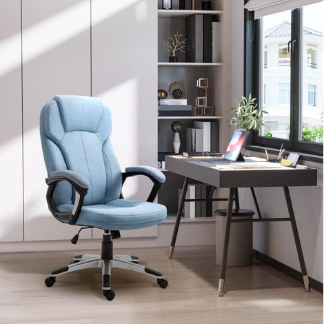 Poltrona da ufficio ergonomica in tessuto azzurro regolabile in altezza OKWISH 66x75x110-120 cm (1/5)
