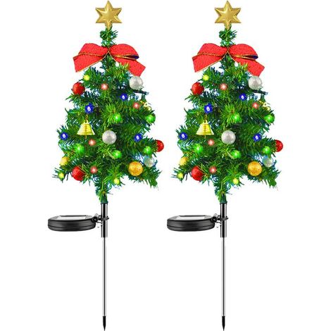 Lot de 2 guirlandes lumineuses solaires LED pour sapin de Noël, résistantes à l'eau, pour extérieur. (1/5)