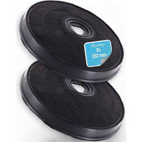 Lot de 2 Filtre à charbon, Rond, Diamètre 232 mm, Hauteur 20 mm, Pour Hotte aspirante (1/5)