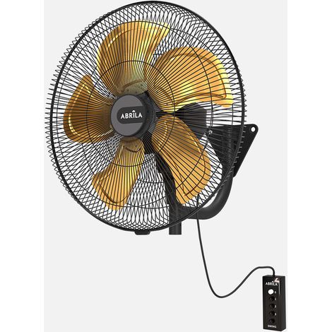 Ventilateur mural Velero 209 W Noir/Or 3 vitesses 5 pales Télécommande 50d, vitesse élevée Fixe et pivotant 70 x 50 x 60 cm