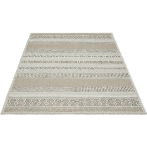FLOORNOVO In- & Outdoor Teppich Grau gemustert - 220 x 160 cm - Flachgewebe für Garten Balkon Terrasse und Innenbereich - Robust & Pflegeleicht - vielseitig einsetzbar im Innen- und Außenbereich (1/2)