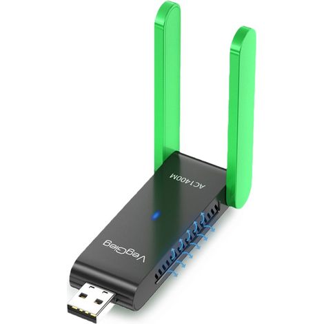 Adaptateur WiFi USB – Double bande 2,4/5 GHz – 1400 Mbps – Plug & Play – Antenne 5 dBi – Windows (1/5)