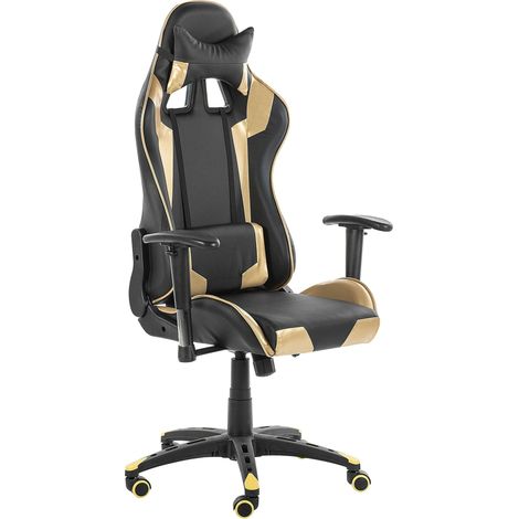 Gaming Chair KNIGHT Faux Leather Gold