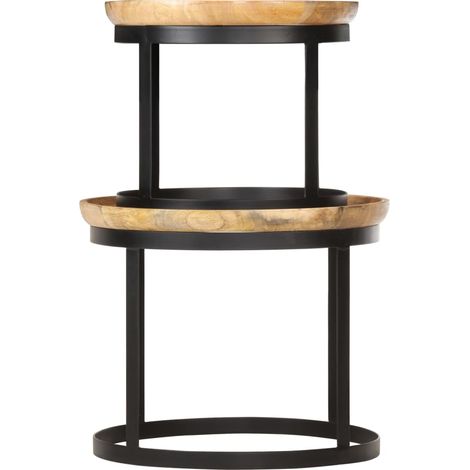Maison Exclusive - Runde Beistelltische 2 Stk. Mango Massivholz u
