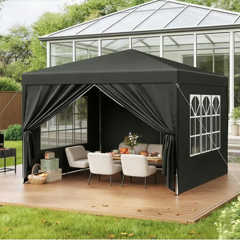 Pérgola de jardín plegable 3 x 3 m, altura ajustable, gris DESVIAE (1/5)