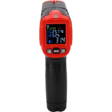 Thermomètre infrarouge sans contact avec affichage LCD couleur et signal sonore pour usage professionnel et domestique (1/5)