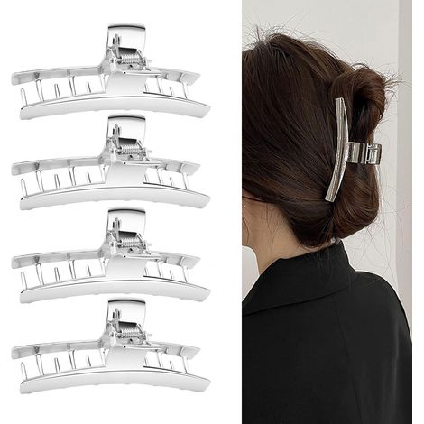 Pinza De Cabello - Metal - Dorado Plata Negro - Para Cabello Largo Y Grueso - 4 Unidades (1/5)