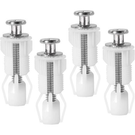 Toilet Lid Fixing Screws, 4 Pieces Toilet Lid Expansion Screws, Toilet Seat Hinge, Replacement for Toilet Lid Top Hinges, White (1/5)