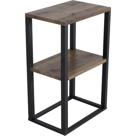 Table de Chevet Double "Rise" 70cm Naturel & Noir (1/5)