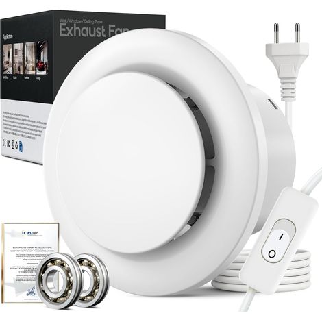 Extracteur d'Air 100mm avec Interrupteur - 12W 130m³/h VMC Salle de Bain Silencieux, Économe en Énergie avec Câble d'Alimentation de 1,5m pour Salle de Bain Cuisine Toilettes Garage Greniers (1/5)