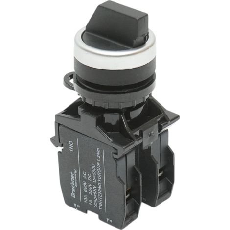 Selettore nero a 2 posizioni 1NO+1NC, 10A/600V AC, 1A/250V DC LA42 Breckner Germany (1/5)