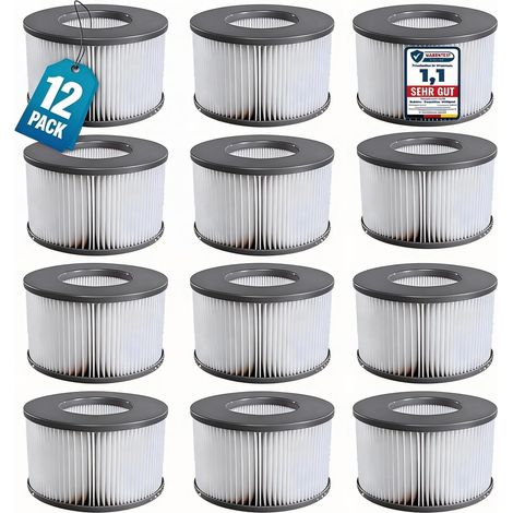 12er Set Ersatzfilter für MSPA Whirlpool-Filter-Kartuschen, Filter für Whirlpoal, für Heiße U-Boote und Spa, für Aufblasbare Pools - Wasserfilter Modell ab 2020