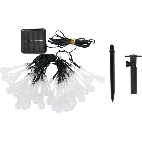 Guirlande lumineuse solaire IP65 étanche, 2 modes d'éclairage, 30 ampoules LED extérieur, lumière blanche pour jardin. (1/5)