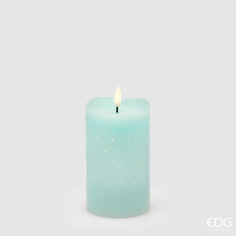 EDG Enzo De Gasperi Candela Led Starry con Moccolo H 12,5 Cm D 7,5 Cm IP20 Verde Chiaro
