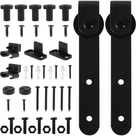 Kit de quincaillerie for Mini-Porte de Grange coulissante, Rail de Suspension monté sur Le Dessus, Rail de roulement Silencieux en Acier for Porte Simple (1/5)