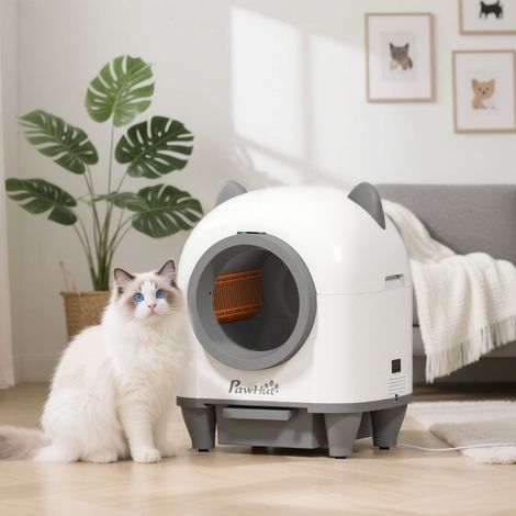 Bac à litière pour chat autonettoyant 80L. bac à litière automatique contrôle app. anti-pinch. 55.5 x 51 x 60 cm. blanc