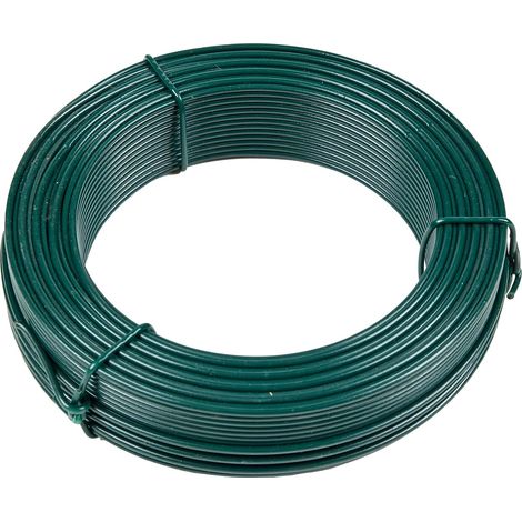 1 Bobine Fil Tension, Acier Enduit Pvc Vert, Diamètre 2,7mm, Longueur 25m, Pour Clôture Jardin (1/2)