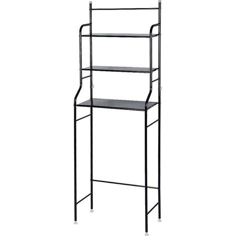 Etagère Salle De Bain - Au-Dessus Des Toilettes - 3 Niveaux - Acier Peint - 165x55x26 Cm - Noir - 1 Piece